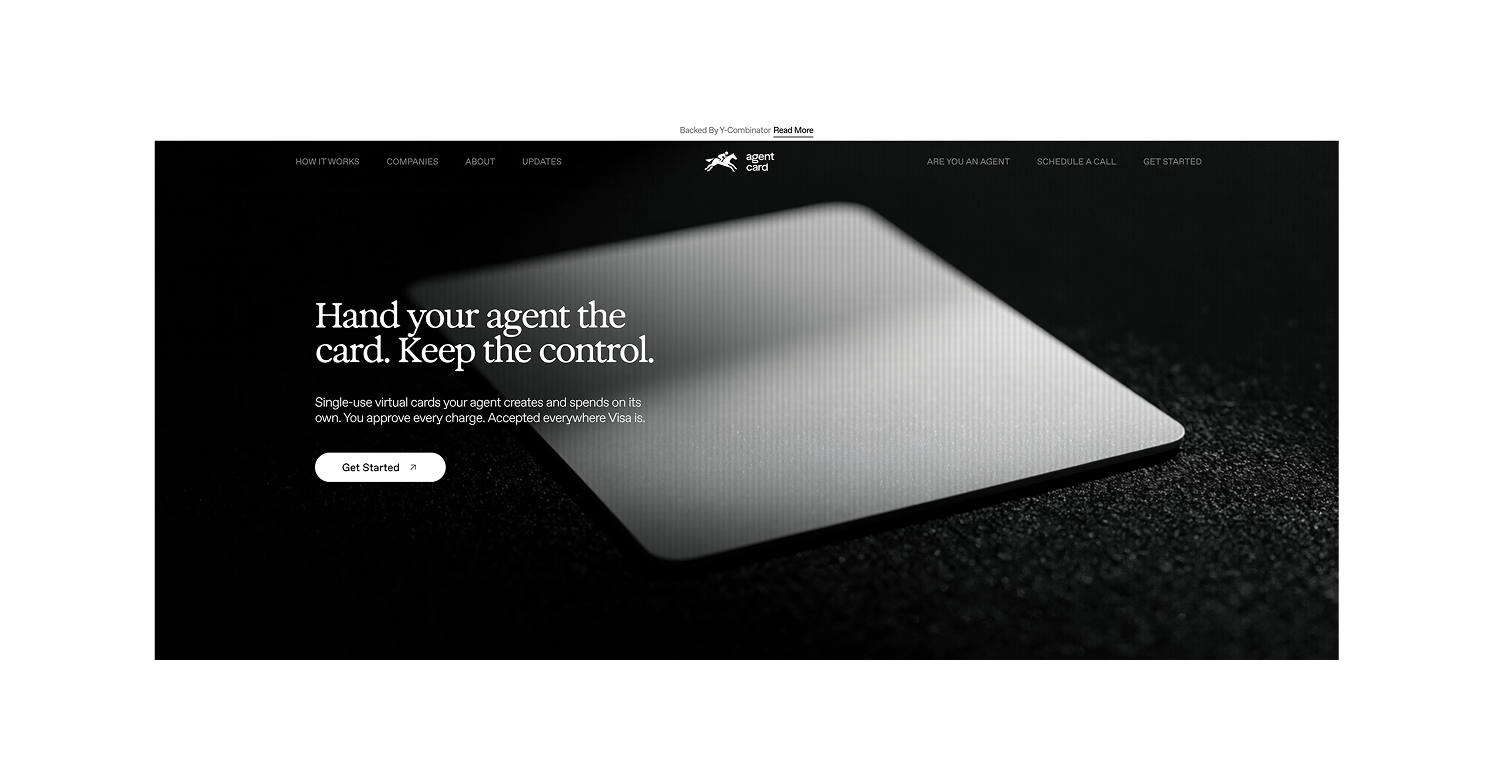 Agentcard website — hero