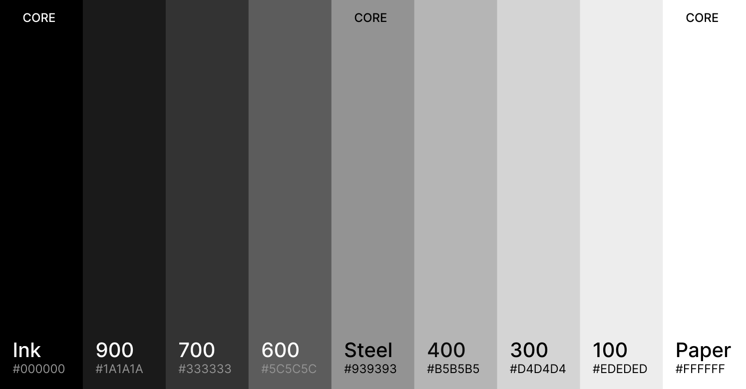 Agentcard monochrome colour palette