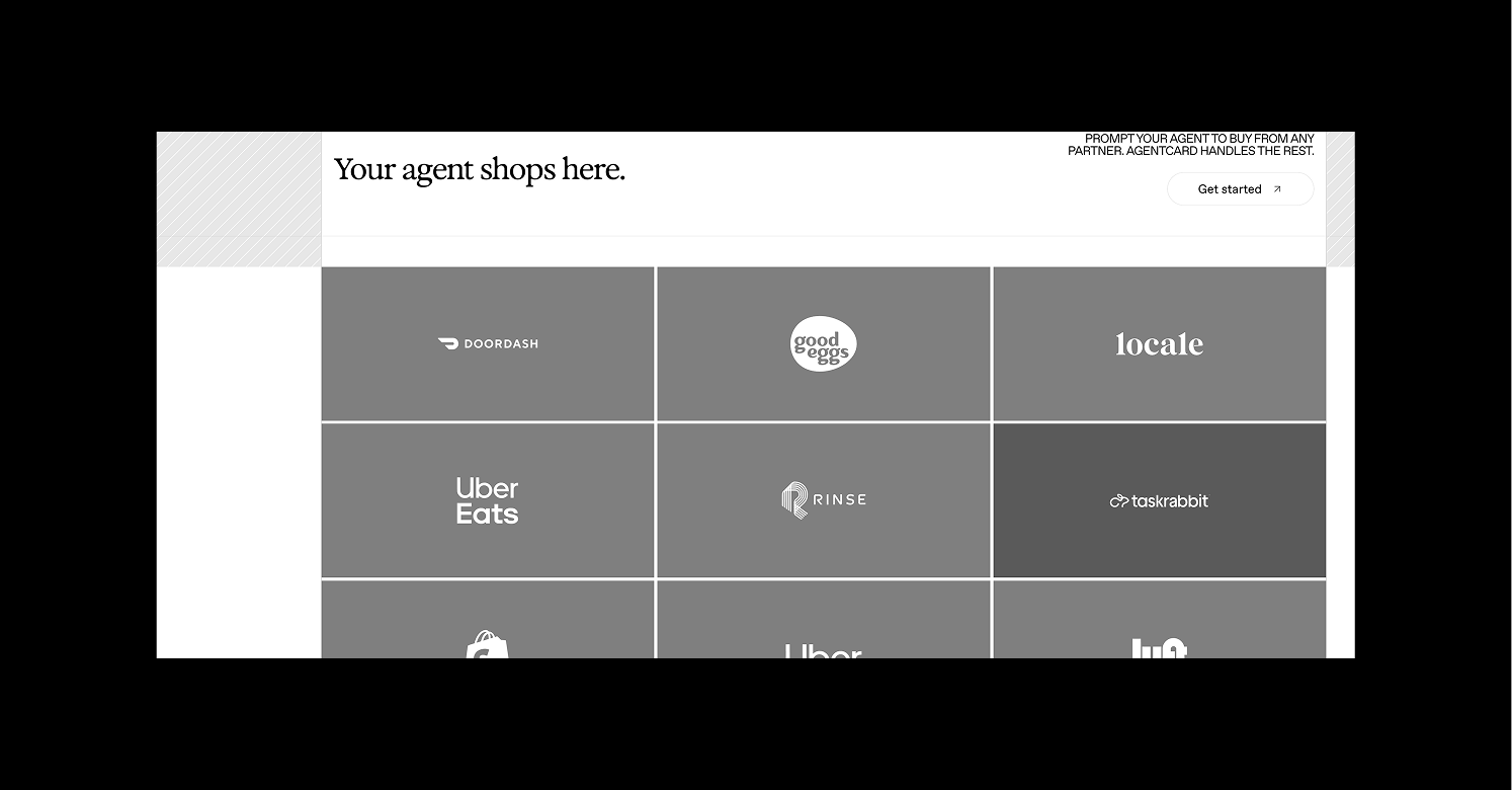 Agentcard website — partner grid
