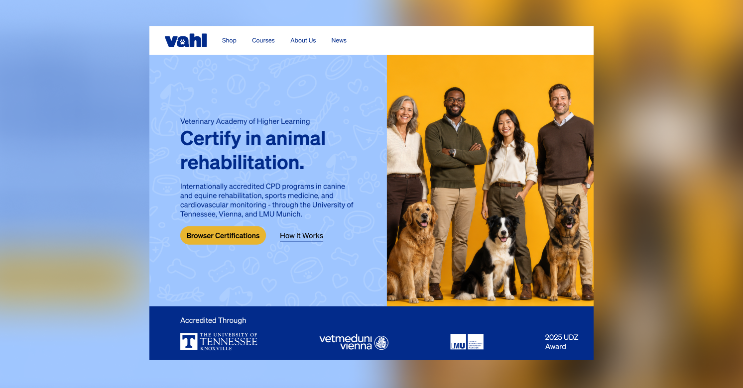 Vahl website — hero
