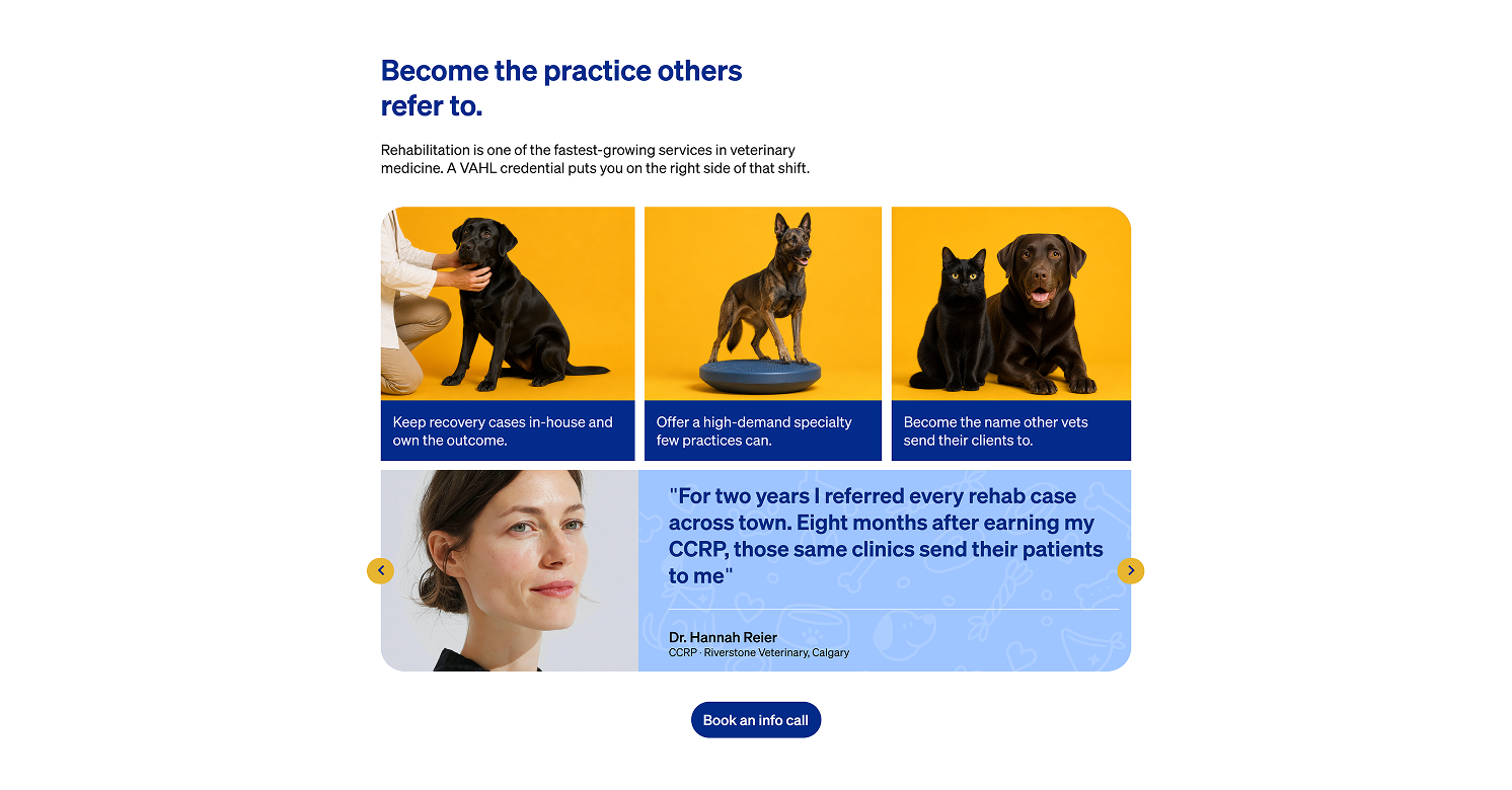 Vahl website — testimonials